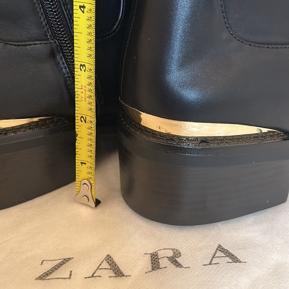 ZARA FAUX LEATHER HEELED KNEE HIGH BOOTS - Picture 15 of 15